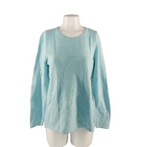 NWT KAREN SCOTT Patchwork Textured Sweater MEDIUM(8-10) Cotton Aqua Pullover